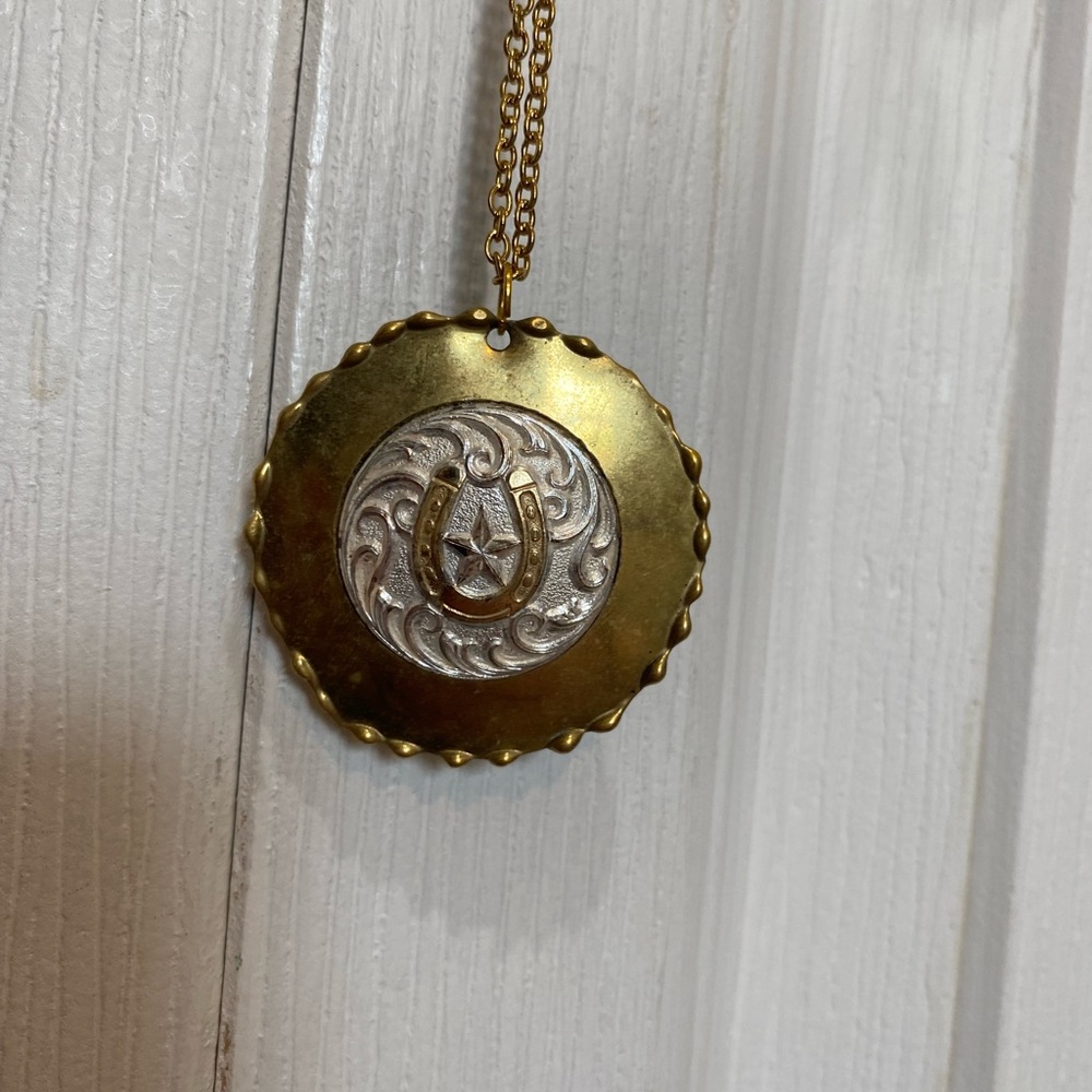 Gold and Silver Horseshoe Pendant Necklace